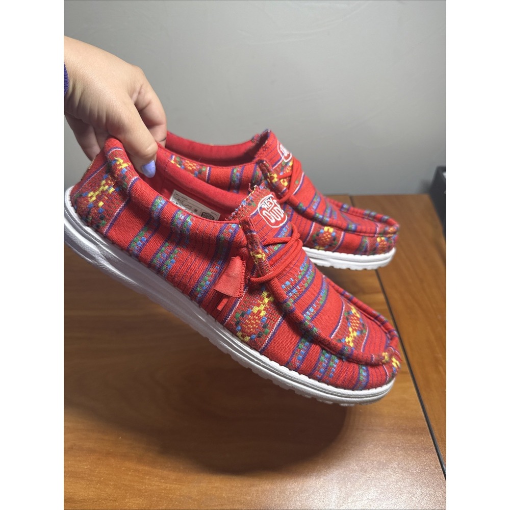 Hey Dude Wally Serape Sedona Southwestern Loafer Blanket Red Comfort Casual M12